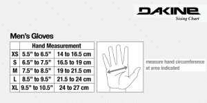 Dakine sizing chart mens gloves